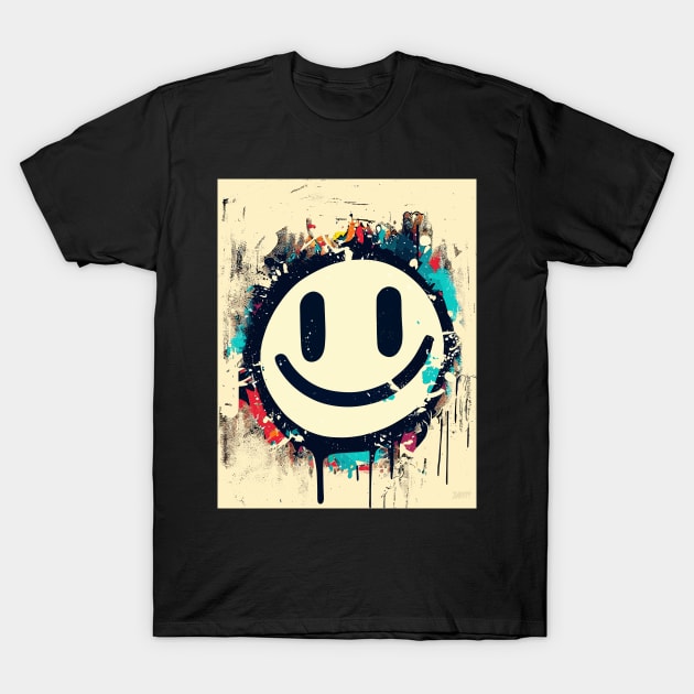 Street Art retro graffiti vintage Smile face T-Shirt by TomFrontierArt